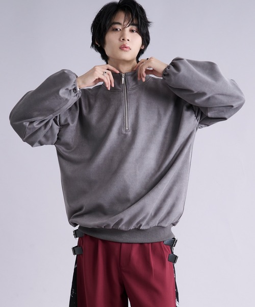 Ellno Loset(エルノロゼット)の「フェイクスエードボリュームハーフジップ(Tシャツ/カットソー・メンズ・アイボリー/チャコール・SMALL/MEDIUM/LARGE)」の13枚目の写真
