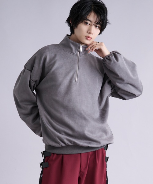 Ellno Loset(エルノロゼット)の「フェイクスエードボリュームハーフジップ(Tシャツ/カットソー・メンズ・アイボリー/チャコール・SMALL/MEDIUM/LARGE)」の11枚目の写真