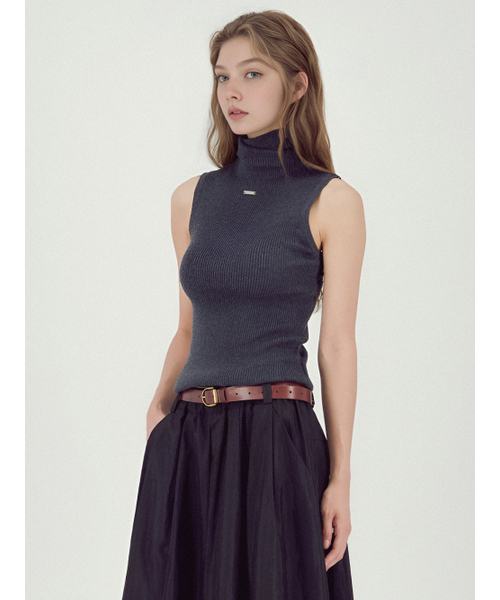 ACUD(アクド)の「Ribbed Sleeveless Knit _Charcoal(Tシャツ/カットソー・レディース・チャコール・FREE)」の2枚目の写真