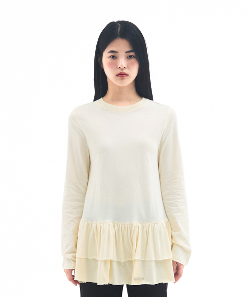 AMESWORLDWIDE(アメスワールドワイド)の「FRILL LAYERED LONGSLEEVE TEE IVORY(Tシャツ/カットソー・レディース・その他・FREE)」の2枚目の写真