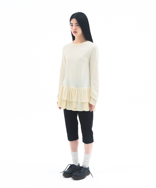 AMESWORLDWIDE(アメスワールドワイド)の「FRILL LAYERED LONGSLEEVE TEE IVORY(Tシャツ/カットソー・レディース・その他・FREE)」の3枚目の写真