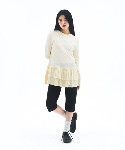 AMESWORLDWIDE(アメスワールドワイド)の「FRILL LAYERED LONGSLEEVE TEE IVORY(Tシャツ/カットソー・レディース・その他・FREE)」の4枚目の写真