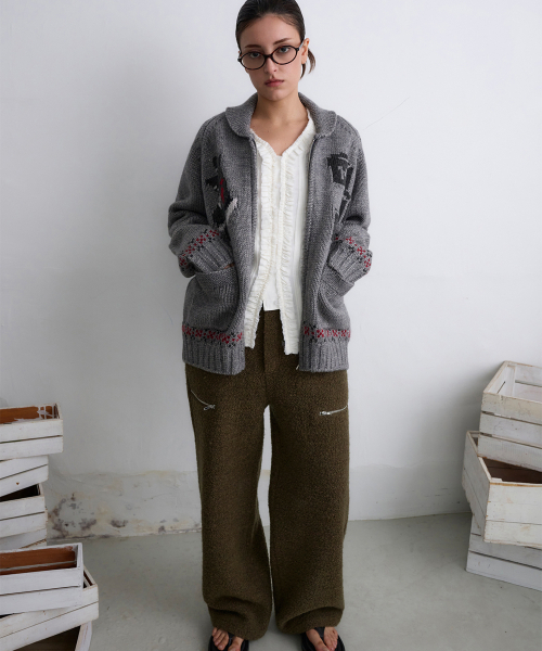 MILLO WOMEN（ミロウーマン）の「シンボルコウイチャンニットジップアップ[グレー]（カーディガン/ボレロ・レディース・その他・ONE SIZE）」の2枚目の写真