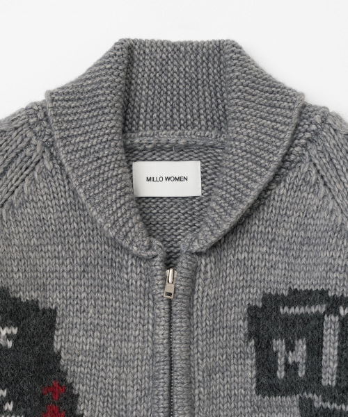 MILLO WOMEN（ミロウーマン）の「シンボルコウイチャンニットジップアップ[グレー]（カーディガン/ボレロ・レディース・その他・ONE SIZE）」の5枚目の写真