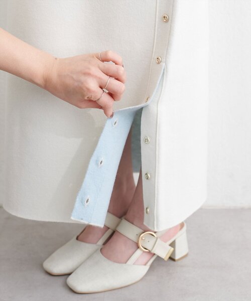 natural couture(ナチュラルクチュール)の「サイド釦スリットタイトニットスカート(スカート・レディース・イエロー/ピンク/チャコールグレー/オフホワイト・FREE)」の20枚目の写真