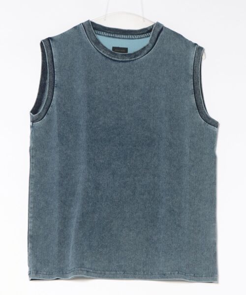 JUGLANS(ユグランス)の「【MMMM】ライトニットデニム ノースリーブ(Tシャツ/カットソー・メンズ・ブルー/グレー/ライトグレー/ライトブルー・XL/L/M)」の4枚目の写真