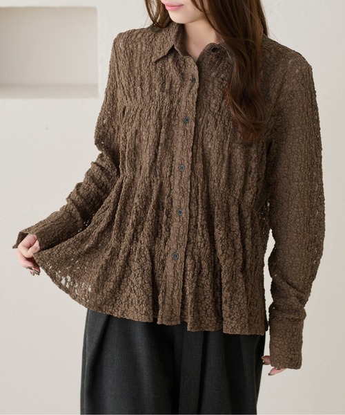 apres jour clair(アプレジュールクレア)の「【apres jour clair】レースシャーリングシャツ(Tシャツ/カットソー・レディース・ベージュ/アイボリー/ブラウン系その他・X-LARGE/フリー)」の3枚目の写真