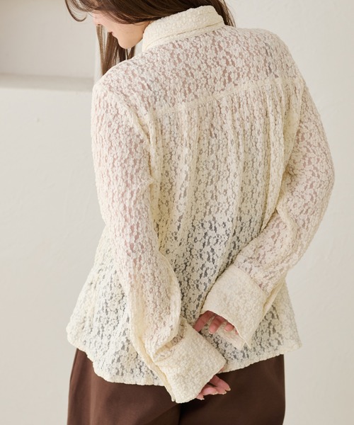 apres jour clair(アプレジュールクレア)の「【apres jour clair】レースシャーリングシャツ(Tシャツ/カットソー・レディース・ベージュ/アイボリー/ブラウン系その他・X-LARGE/フリー)」の10枚目の写真