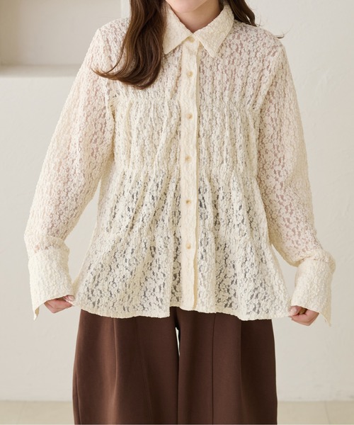 apres jour clair(アプレジュールクレア)の「【apres jour clair】レースシャーリングシャツ(Tシャツ/カットソー・レディース・ベージュ/アイボリー/ブラウン系その他・X-LARGE/フリー)」の7枚目の写真