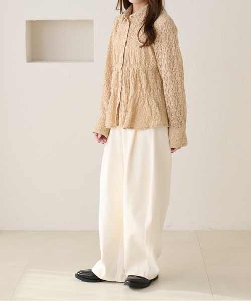 apres jour clair(アプレジュールクレア)の「【apres jour clair】レースシャーリングシャツ(Tシャツ/カットソー・レディース・ベージュ/アイボリー/ブラウン系その他・X-LARGE/フリー)」の5枚目の写真