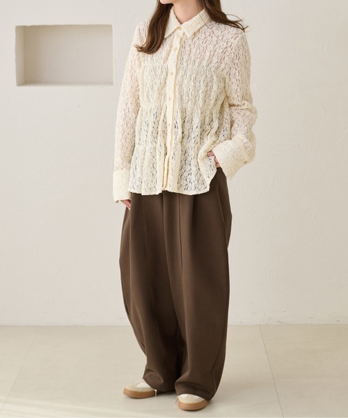 apres jour clair(アプレジュールクレア)の「【apres jour clair】レースシャーリングシャツ(Tシャツ/カットソー・レディース・ベージュ/アイボリー/ブラウン系その他・X-LARGE/フリー)」の16枚目の写真