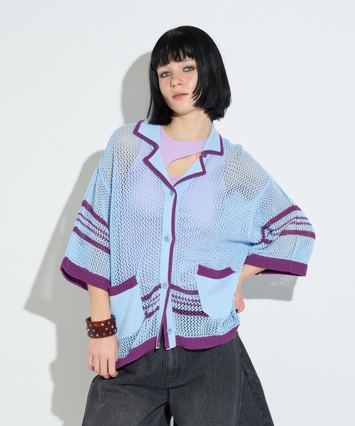 ANNA SUI NYC(アナ スイ エヌ ワイ シー)の「メッシュニット半袖カーディガン(シャツ/ブラウス・レディース・ホワイト/ブラック/サックスブルー・FREE)」の22枚目の写真