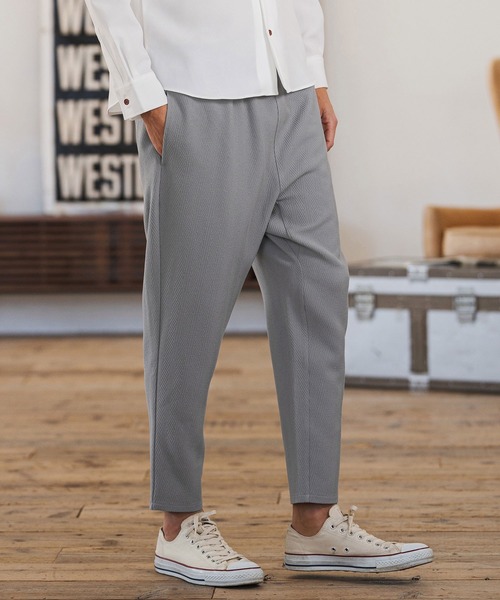 CAMBIO(カンビオ)の「mp14596- Herringbone Jacquard Tapered Ankle Pants テーパードパンツ(S66826cmb)(その他パンツ・メンズ・キナリ/ブラック/ミックスグレー/ネイビー・S/M/L)」の4枚目の写真