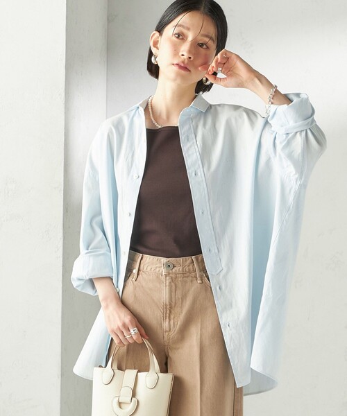 SHIPS(シップス)の「【SHIPS別注】GGG:〈手洗い可能〉スクエアネック リブ タンクトップ(キャミソール・レディース・レッド/ブラウン/ネイビー/ベージュ・ONE SIZE)」の8枚目の写真