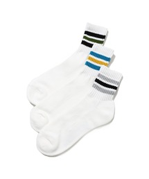 FRUIT OF THE LOOM | 【FRUIT OF THE LOOM】Q.FTLカラフルラインC / リブ ライン入りクォーター丈ソックス 3足セット 男性用(ソックス/靴下)