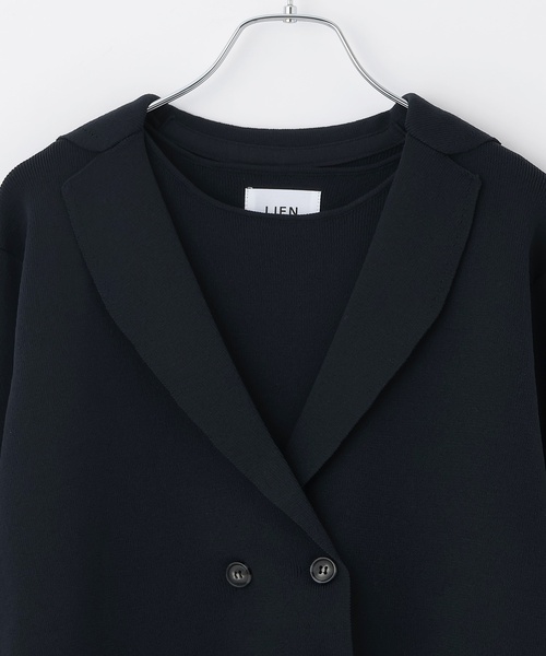 petit main LIEN（プティマインリアン）の「【フォーマル】ニットジャケットワンピースセット（ワンピース・レディース・ネイビー/ライトベージュ・F）」の9枚目の写真