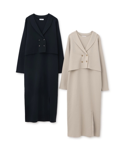 petit main LIEN（プティマインリアン）の「【フォーマル】ニットジャケットワンピースセット（ワンピース・レディース・ネイビー/ライトベージュ・F）」の3枚目の写真