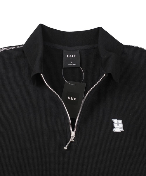 HUF（ハフ）の「【C-HUF3】【HUF/ハフ】WAFFLE KNIT CONTRAST POLO TOP KN00539（ポロシャツ・メンズ・ブラック・SMALL/XX-LARGE）」の6枚目の写真