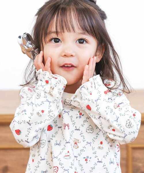 SLAP SLIP（スラップスリップ）の「【スララク/防汚加工/オーガニックコットン】ときめきデザイン女の子長袖Tシャツ(80~130cm)（Tシャツ/カットソー・キッズ・ピンク系その他/ブラック/ピンク/グリーン/ホワイト系その他/ブルー/オフホワイト/ホワイト系その他2・80ｃｍ/90cm/110cm/100cm/130cm/120cm）」の21枚目の写真