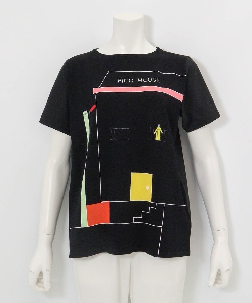 Picone CLUB（ピッコーネクラブ）の「前後異素材アートプルオーバー（Tシャツ/カットソー・レディース・ホワイト/ブラック/ベージュ・11号/13号/9号）」の3枚目の写真