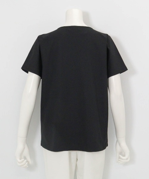 Picone CLUB（ピッコーネクラブ）の「前後異素材アートプルオーバー（Tシャツ/カットソー・レディース・ホワイト/ブラック/ベージュ・11号/13号/9号）」の4枚目の写真