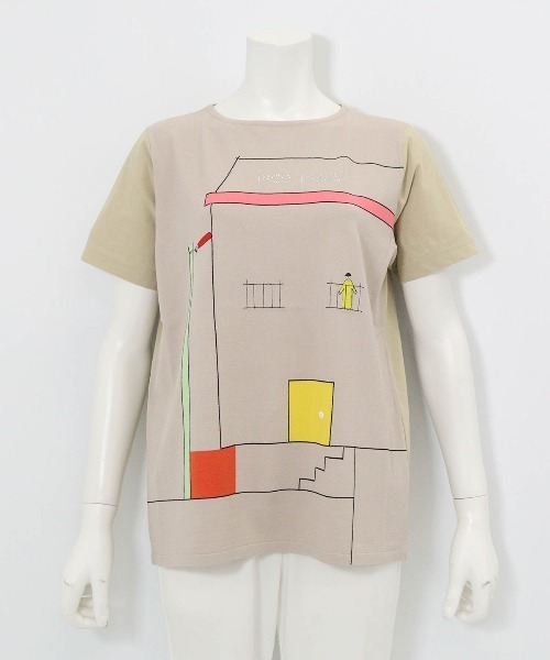 Picone CLUB（ピッコーネクラブ）の「前後異素材アートプルオーバー（Tシャツ/カットソー・レディース・ホワイト/ブラック/ベージュ・11号/13号/9号）」の5枚目の写真