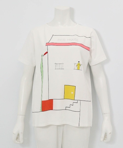 Picone CLUB（ピッコーネクラブ）の「前後異素材アートプルオーバー（Tシャツ/カットソー・レディース・ホワイト/ブラック/ベージュ・11号/13号/9号）」の7枚目の写真