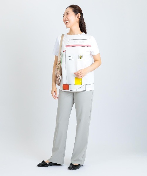 Picone CLUB（ピッコーネクラブ）の「前後異素材アートプルオーバー（Tシャツ/カットソー・レディース・ホワイト/ブラック/ベージュ・11号/13号/9号）」の14枚目の写真