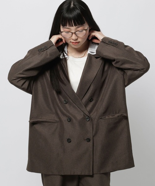 niko and...(ニコアンド)の「2WAY衿レースビッグジャケット(テーラードジャケット・レディース・ダークブラウン/グレー/チャコール・FREE)」の3枚目の写真