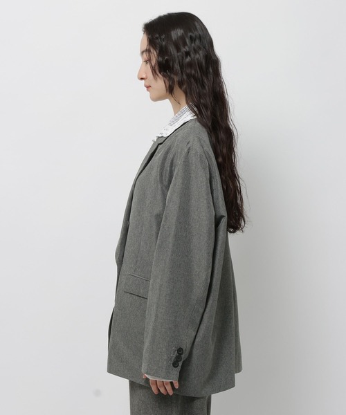 niko and...(ニコアンド)の「2WAY衿レースビッグジャケット(テーラードジャケット・レディース・ダークブラウン/グレー/チャコール・FREE)」の9枚目の写真