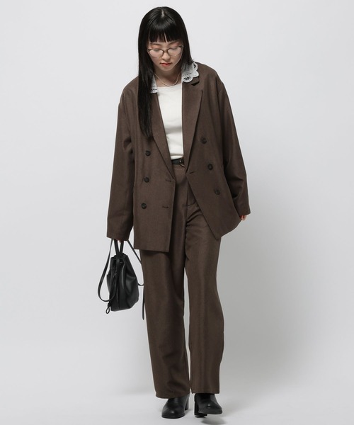 niko and...(ニコアンド)の「2WAY衿レースビッグジャケット(テーラードジャケット・レディース・ダークブラウン/グレー/チャコール・FREE)」の4枚目の写真