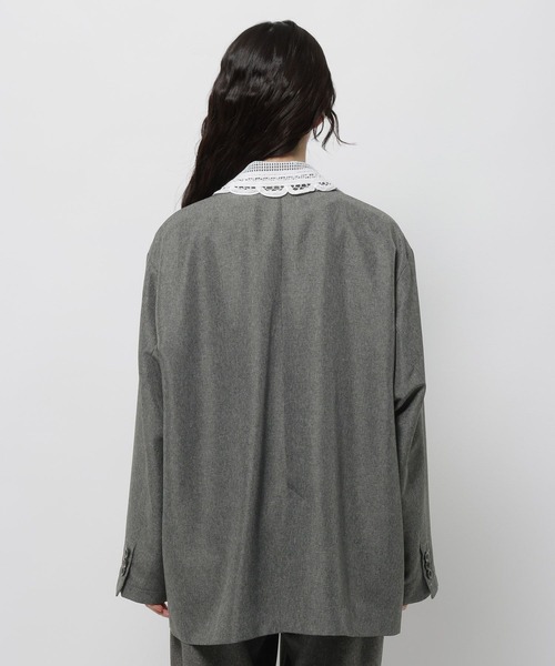 niko and...(ニコアンド)の「2WAY衿レースビッグジャケット(テーラードジャケット・レディース・ダークブラウン/グレー/チャコール・FREE)」の10枚目の写真