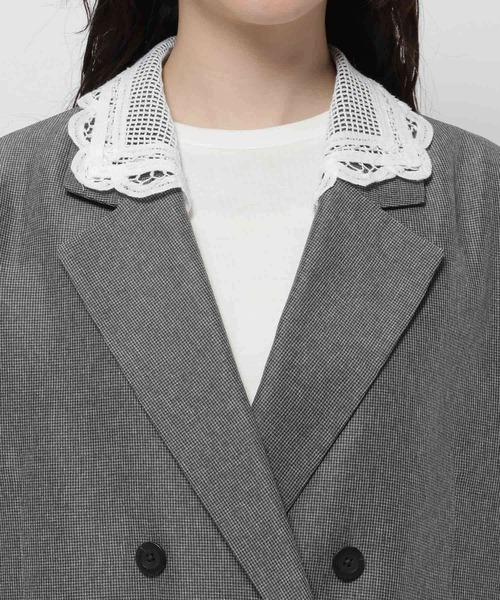 niko and...(ニコアンド)の「2WAY衿レースビッグジャケット(テーラードジャケット・レディース・ダークブラウン/グレー/チャコール・FREE)」の11枚目の写真