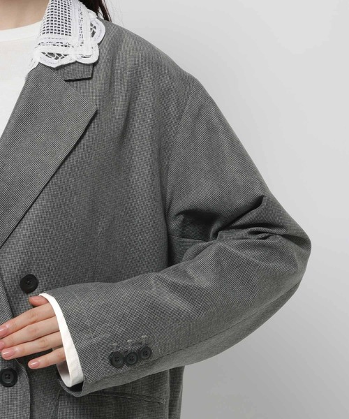 niko and...(ニコアンド)の「2WAY衿レースビッグジャケット(テーラードジャケット・レディース・ダークブラウン/グレー/チャコール・FREE)」の13枚目の写真