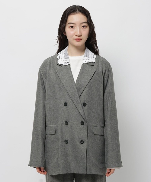 niko and...(ニコアンド)の「2WAY衿レースビッグジャケット(テーラードジャケット・レディース・ダークブラウン/グレー/チャコール・FREE)」の8枚目の写真