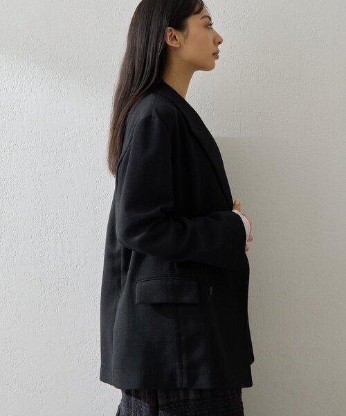 Whim Gazette（ウィムガゼット）の「リネンライクダブルテーラードジャケット（テーラードジャケット・レディース・ベージュ/ブラック・FREE）」の10枚目の写真