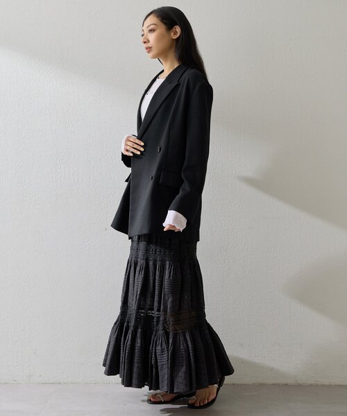 Whim Gazette（ウィムガゼット）の「リネンライクダブルテーラードジャケット（テーラードジャケット・レディース・ベージュ/ブラック・FREE）」の18枚目の写真