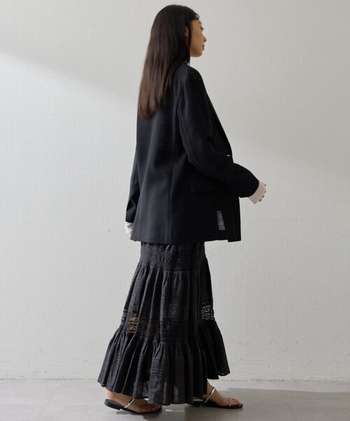 Whim Gazette（ウィムガゼット）の「リネンライクダブルテーラードジャケット（テーラードジャケット・レディース・ベージュ/ブラック・FREE）」の11枚目の写真