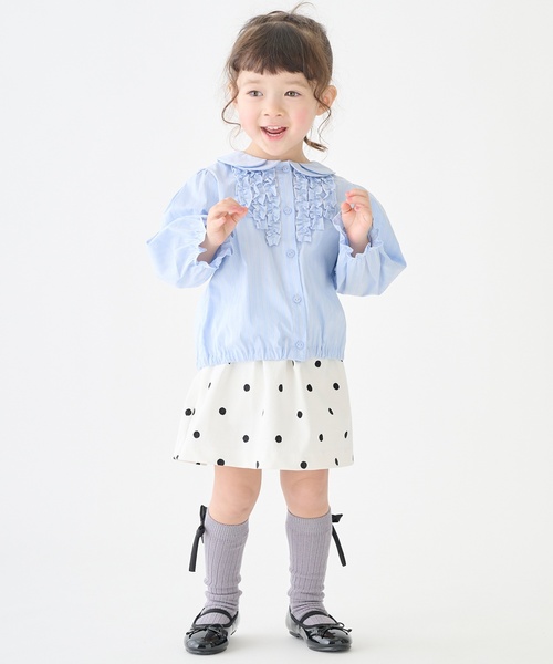 petit main（プティマイン）の「ちびフリルブラウス（シャツ/ブラウス・キッズ・ブルー/オフホワイト/ピンク・110cm/100cm/120cm/130cm/90cm）」の15枚目の写真