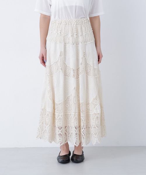 N.（N. Natural Beauty Basic）（エヌエヌナチュラルビューティーベーシック）の「コットンレースボリュームスカート（スカート・レディース・ホワイト系その他・ﾌﾘ-）」の9枚目の写真
