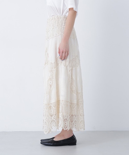 N.（N. Natural Beauty Basic）（エヌエヌナチュラルビューティーベーシック）の「コットンレースボリュームスカート（スカート・レディース・ホワイト系その他・ﾌﾘ-）」の10枚目の写真