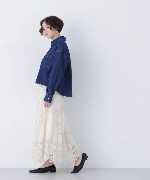 N.（N. Natural Beauty Basic）（エヌエヌナチュラルビューティーベーシック）の「コットンレースボリュームスカート（スカート・レディース・ホワイト系その他・ﾌﾘ-）」の3枚目の写真