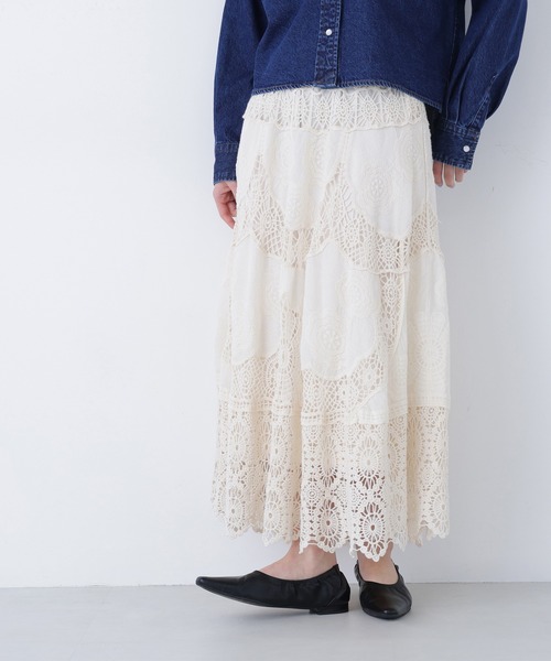 N.（N. Natural Beauty Basic）（エヌエヌナチュラルビューティーベーシック）の「コットンレースボリュームスカート（スカート・レディース・ホワイト系その他・ﾌﾘ-）」の4枚目の写真