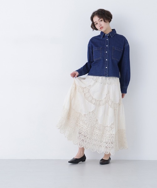 N.（N. Natural Beauty Basic）（エヌエヌナチュラルビューティーベーシック）の「コットンレースボリュームスカート（スカート・レディース・ホワイト系その他・ﾌﾘ-）」の5枚目の写真