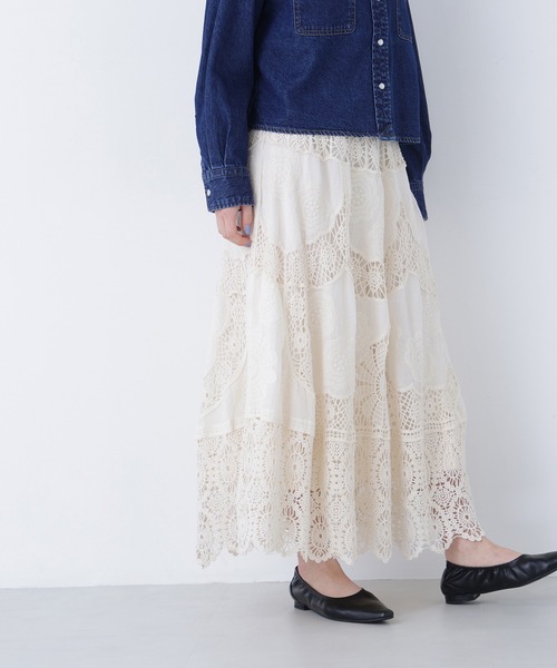 N.（N. Natural Beauty Basic）（エヌエヌナチュラルビューティーベーシック）の「コットンレースボリュームスカート（スカート・レディース・ホワイト系その他・ﾌﾘ-）」の8枚目の写真