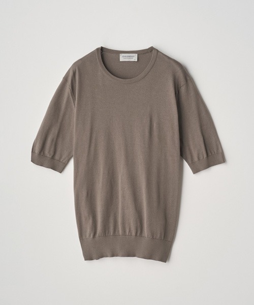 JOHN SMEDLEY(ジョンスメドレー)の「半袖コットンニットプルオーバー(ニット/セーター・レディース・ベージュ系5・S/M/L)」の1枚目の写真