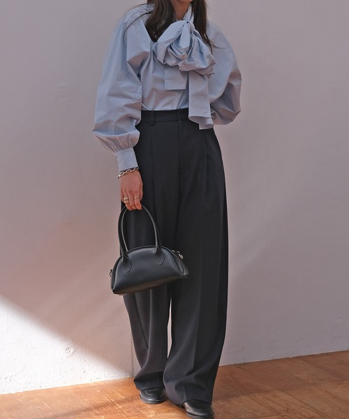 AKTE（アクテ）の「ボウタイブラウス（シャツ/ブラウス・レディース・ライトブルー/ホワイト・FREE）」の10枚目の写真