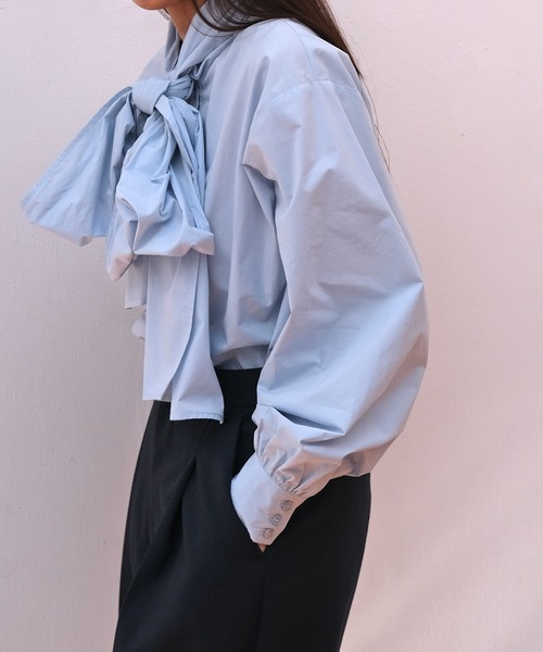 AKTE（アクテ）の「ボウタイブラウス（シャツ/ブラウス・レディース・ライトブルー/ホワイト・FREE）」の12枚目の写真