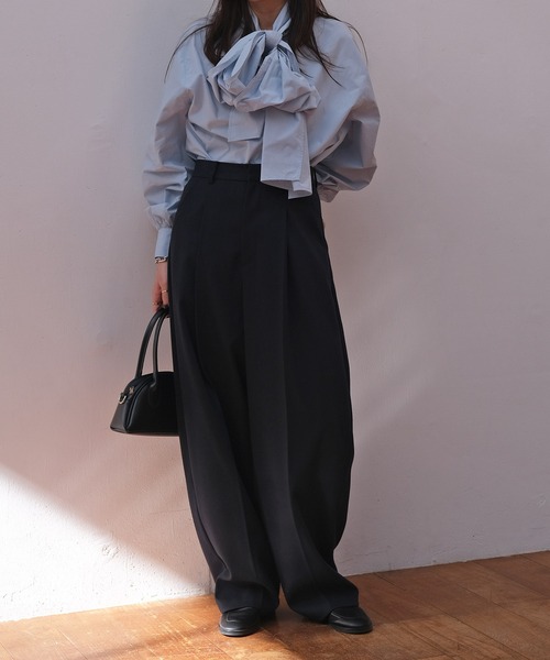 AKTE（アクテ）の「ボウタイブラウス（シャツ/ブラウス・レディース・ライトブルー/ホワイト・FREE）」の13枚目の写真