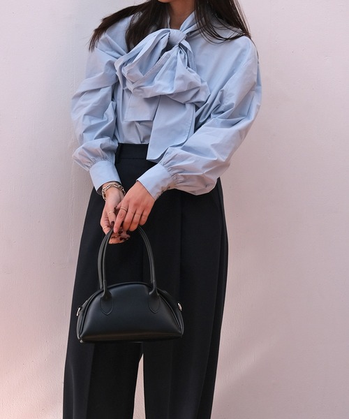 AKTE（アクテ）の「ボウタイブラウス（シャツ/ブラウス・レディース・ライトブルー/ホワイト・FREE）」の14枚目の写真